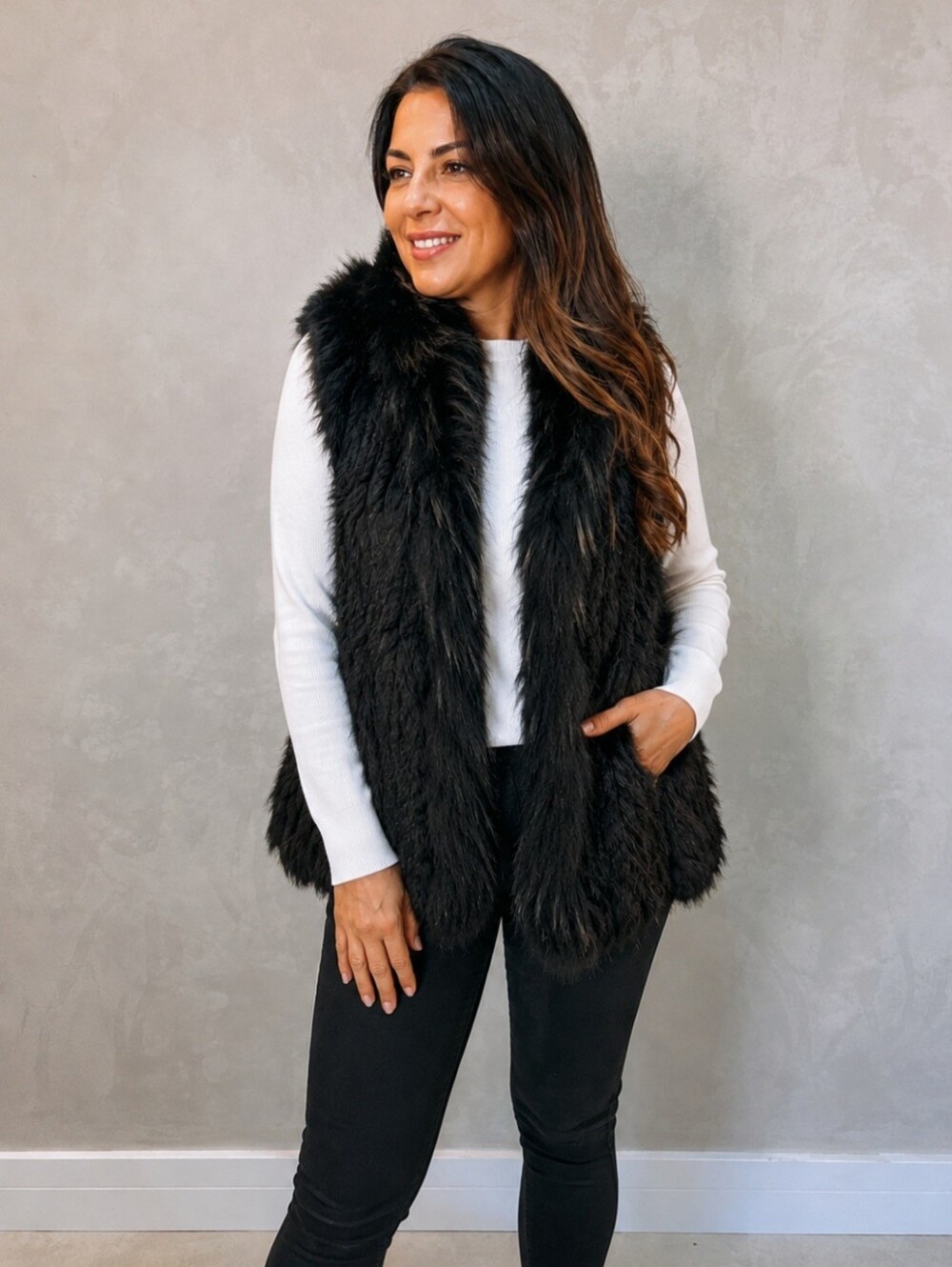 Nkn Rabbit fur Vest nwot